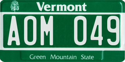VT license plate AOM049