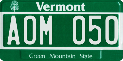 VT license plate AOM050