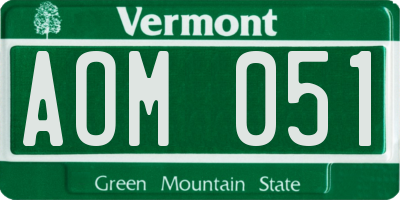 VT license plate AOM051