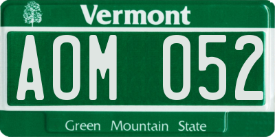 VT license plate AOM052