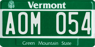 VT license plate AOM054