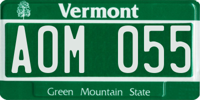 VT license plate AOM055