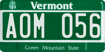 VT license plate AOM056