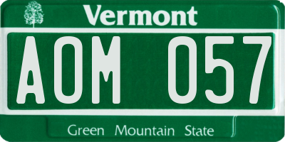 VT license plate AOM057