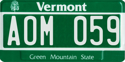 VT license plate AOM059