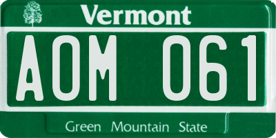 VT license plate AOM061