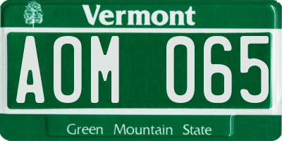 VT license plate AOM065