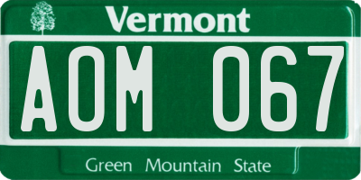 VT license plate AOM067