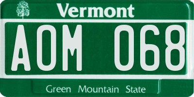 VT license plate AOM068