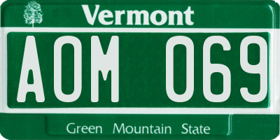VT license plate AOM069