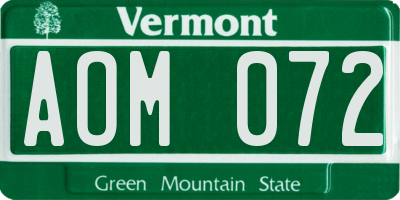 VT license plate AOM072