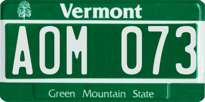 VT license plate AOM073
