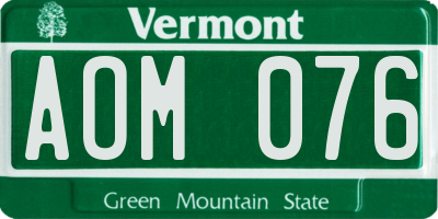 VT license plate AOM076