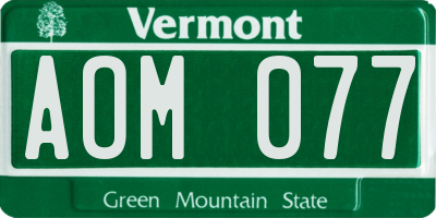 VT license plate AOM077