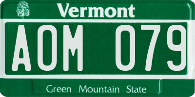 VT license plate AOM079
