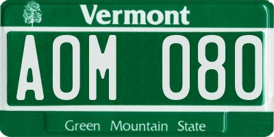 VT license plate AOM080