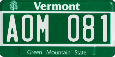 VT license plate AOM081