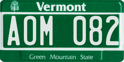 VT license plate AOM082
