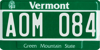 VT license plate AOM084