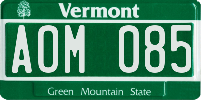 VT license plate AOM085
