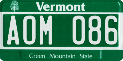 VT license plate AOM086