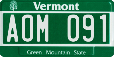 VT license plate AOM091
