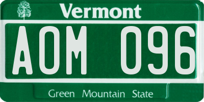 VT license plate AOM096