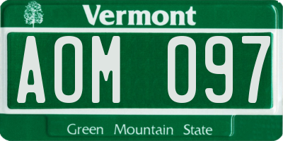 VT license plate AOM097