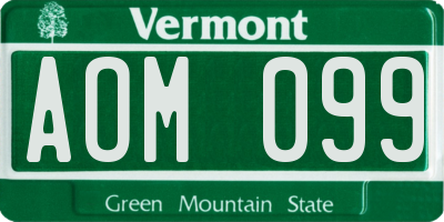 VT license plate AOM099
