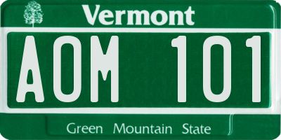VT license plate AOM101