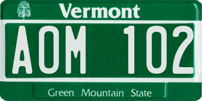 VT license plate AOM102