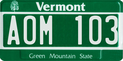 VT license plate AOM103