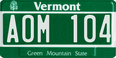 VT license plate AOM104