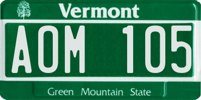 VT license plate AOM105