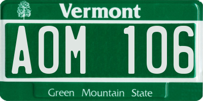 VT license plate AOM106