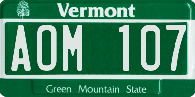 VT license plate AOM107