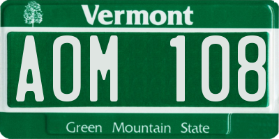 VT license plate AOM108