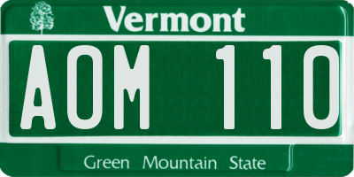 VT license plate AOM110