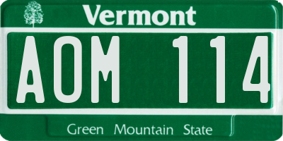 VT license plate AOM114