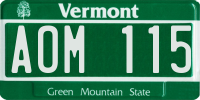 VT license plate AOM115