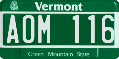 VT license plate AOM116