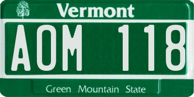 VT license plate AOM118