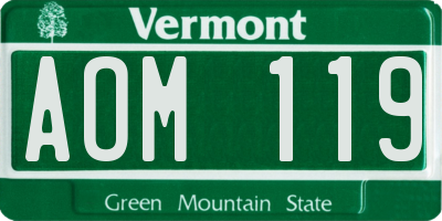 VT license plate AOM119