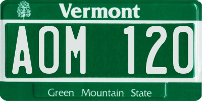 VT license plate AOM120