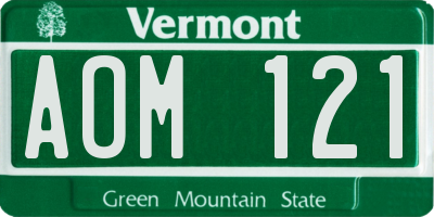 VT license plate AOM121