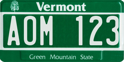VT license plate AOM123