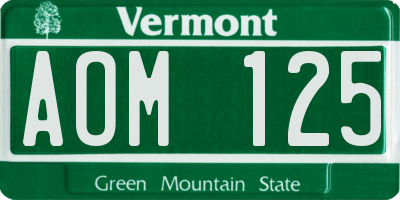 VT license plate AOM125