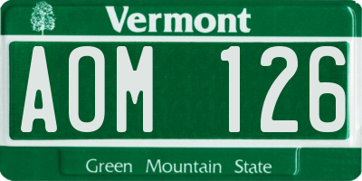 VT license plate AOM126