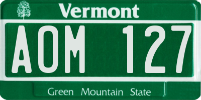 VT license plate AOM127