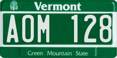 VT license plate AOM128